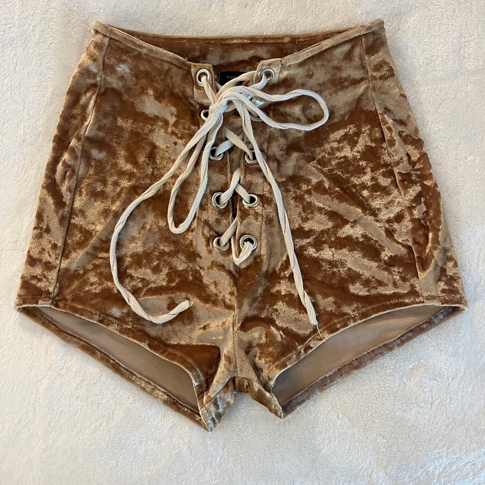 Bad Vibes Crushed Velvet Lace Up Shorts